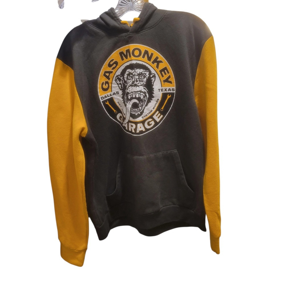 Gas Monkey‎ Garage Hoodie Men's Size XL Pullover Yellow Black Sweatshirt